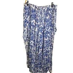 Caroline Constas New York Linen Blend Pants‎ Swim Cover Side Slit XL Linen Pearl